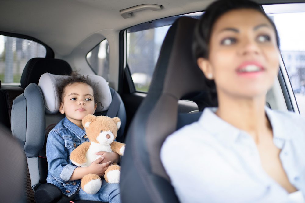 mom and baby in car