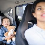 mom and baby in car