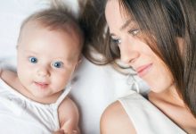 Mom and blue-eyed baby